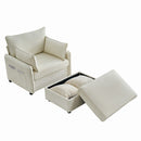 Comfy Corduroy Oversized Chaise Lounge Chair With Ottoman And Storage