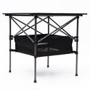 Folding Outdoor Table With Carrying Bag, Lightweight Aluminum Roll-Up Square Table For Indoor, Outdoor Camping, Picnics, Beach, Backyard, Bbq, Party, Patio - Black