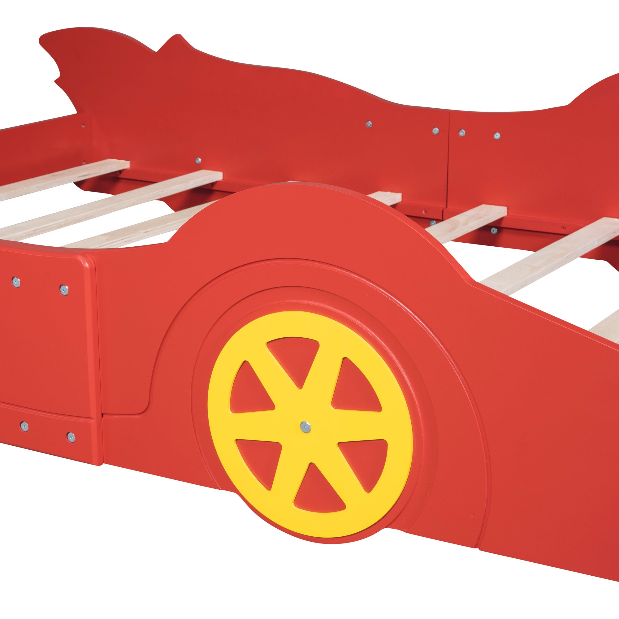 Full Size Race Car-Shaped Platform Bed with Wheels,Red - Atlantic Fine Furniture Melbourne FL
