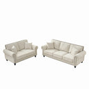 Modern 3 And 2 Seater Sofa With Rolled Arms, Tufted Upholstered Couch
