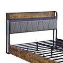 Contemporary Bed Frame With Storage Headboard, Charging Station, LED Lights
