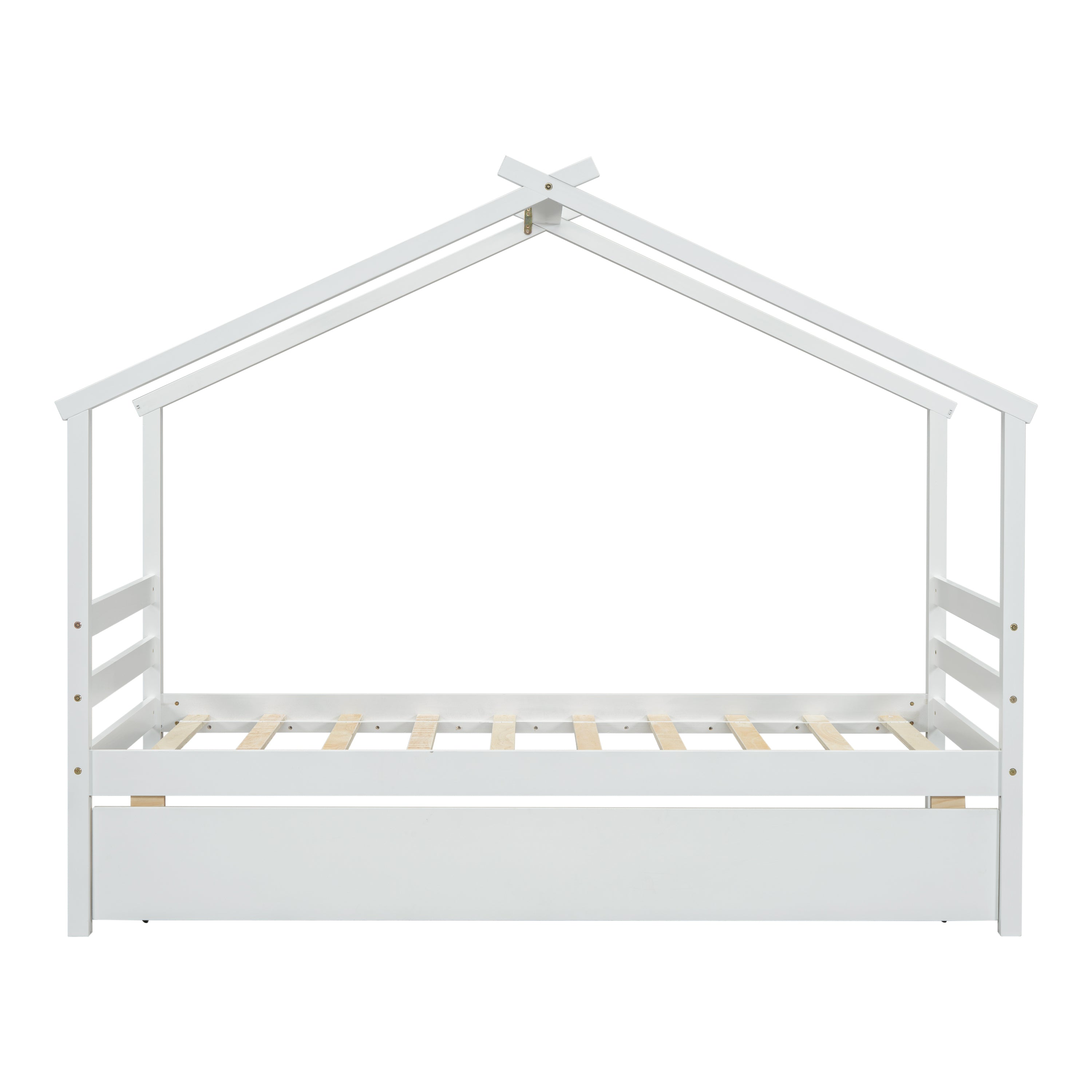 Twin Size  House-shaped Bed with Trundle,White
