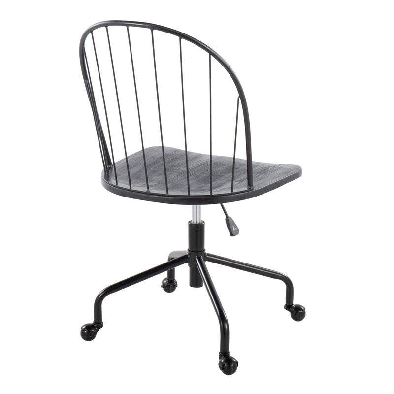 Riley - Farmhouse Adjustable High Back Office Chair - Black