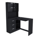 L-Shaped Computer Desk With Glass Cabinets, Built In LED Lights, USB Charging Ports