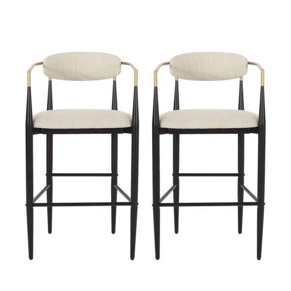 Upholstered Bar Stools With Backs For Kitchen Island (Set of 2)