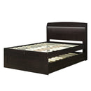 Full XL Size Platform Bed with Storage LED Headboard, Charging Station, Twin Size Trundle and 2 Drawers, Dark Brown