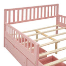 Platform Bed With Guardrails On Both Sides And 2 Storage Drawers