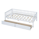Twin Size Daybed Wood Bed with Two Drawers , White