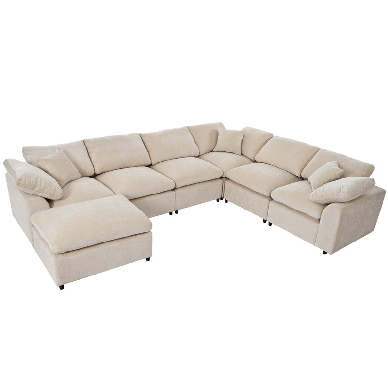 U_Style Oversized Modular Sectional Sofa with Ottoman L Shaped Corner Sectional for Living Room, Office, Spacious Space