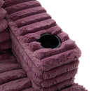 Plush Oversized Double Chaise Lounge Sofa Bed With USB Ports And Cup Holders