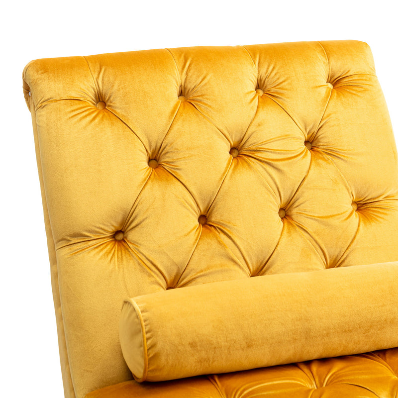Velvet Chaise Lounge Indoor, Button Tufted Upholstered Chaise Lounge Chair With Pillow
