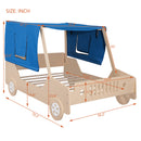 Full Size Car Shaped Bed with Tents,Natural