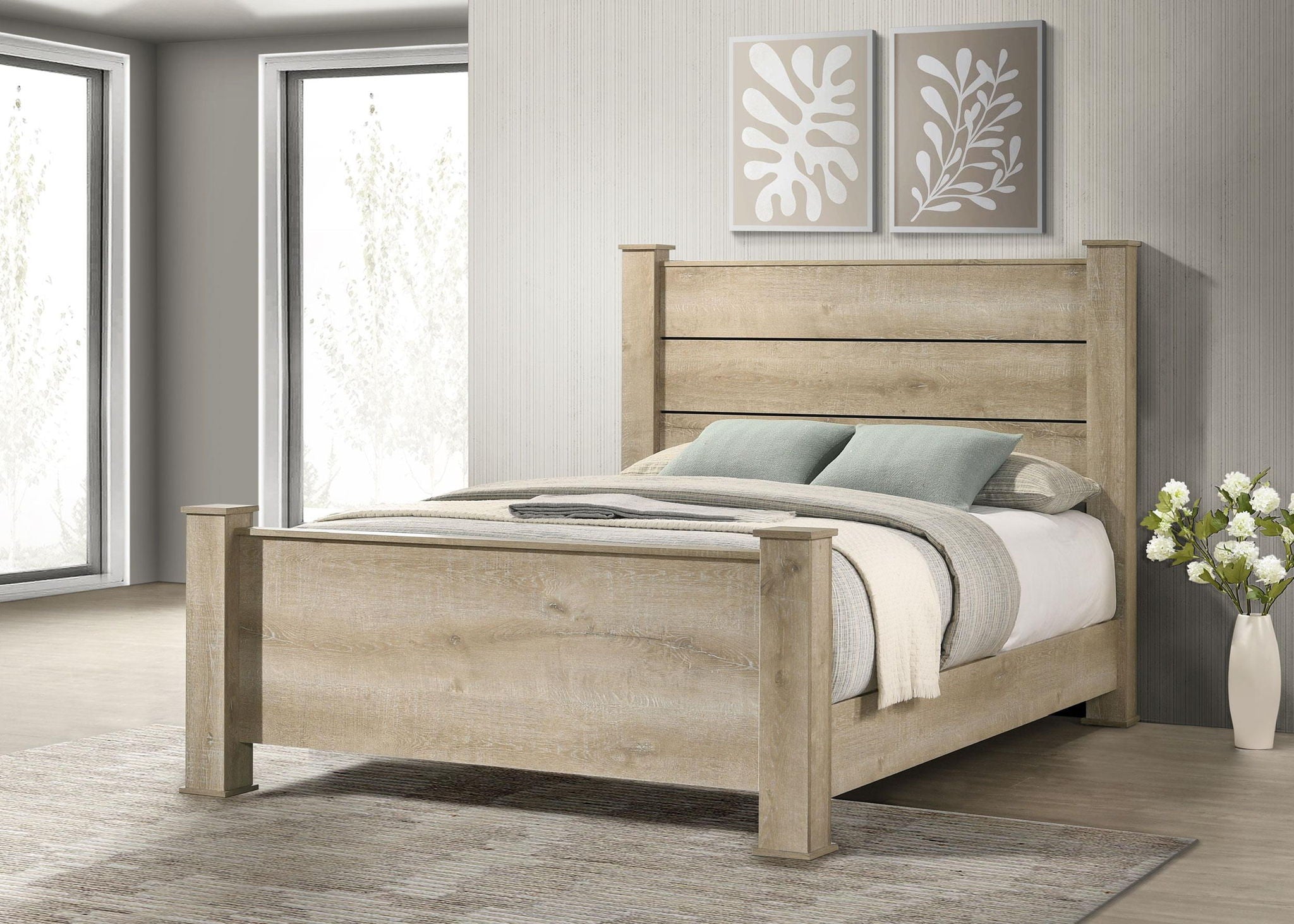 Oakglen 55-inch Eastern King Panel Bed Weathered Oak