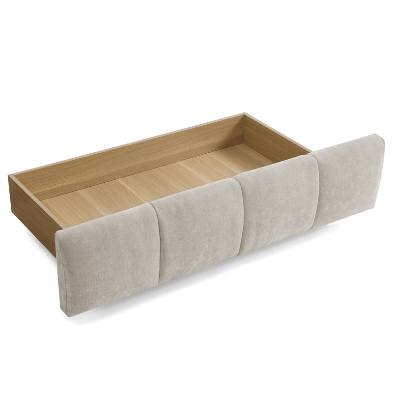 Modern Platform Bed Frame With Thick Chenille Fabric