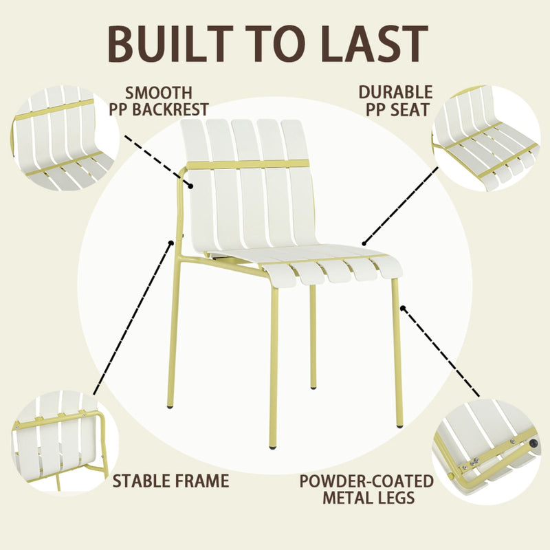 4 Piece Set Of Modern Color Block Designed Single Chairs With Folding Square Table