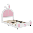 Upholstered Platform Bed With Rabbit Shaped Headboard