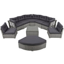Elegant Patio Furniture Set Outdoor Daybed Rattan Sectional With Cushions And Center Table - Gray