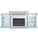 Noralie - Fireplace With LED & Bluetooth - Mirrored & Faux Diamonds