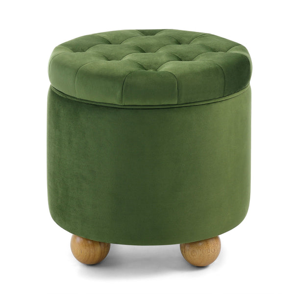 Modern Round Linen Storage Ottoman With Table Top Lid And Storage Space