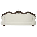 Pierce - Sofa With 5 Pillows - Beige Fabric & Cherry