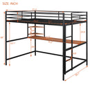 Full Metal Loft Bed with Desk and Shelve, Black