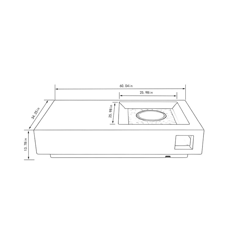 Propane Gas Fire Pit Table, 50000 Btu Rectangular Concrete Fire Pit For Outside Patio Deck Garden Backyard - Light Gray