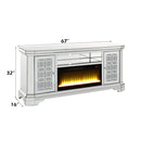 Noralie - TV Stand With Fireplace - Mirrored & Faux Diamonds