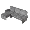Convertible Futon Sofa Bed With Adjustable Backrest, Reversible Chaise Lounge And 2 Removable Armrest Pillows