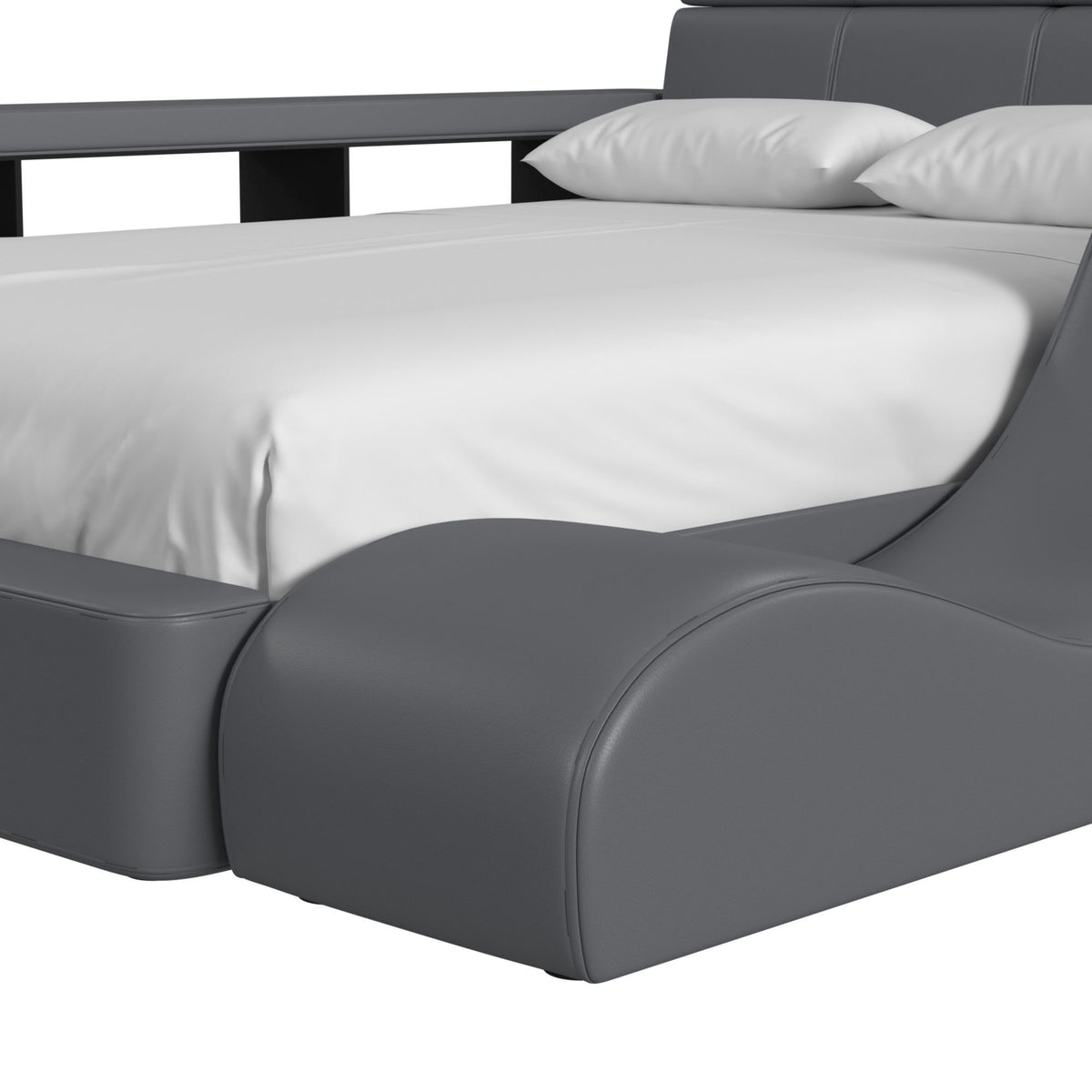 Valari PU Transformer Bed With Electronic Features in Dark Gray by Elements International, view 12