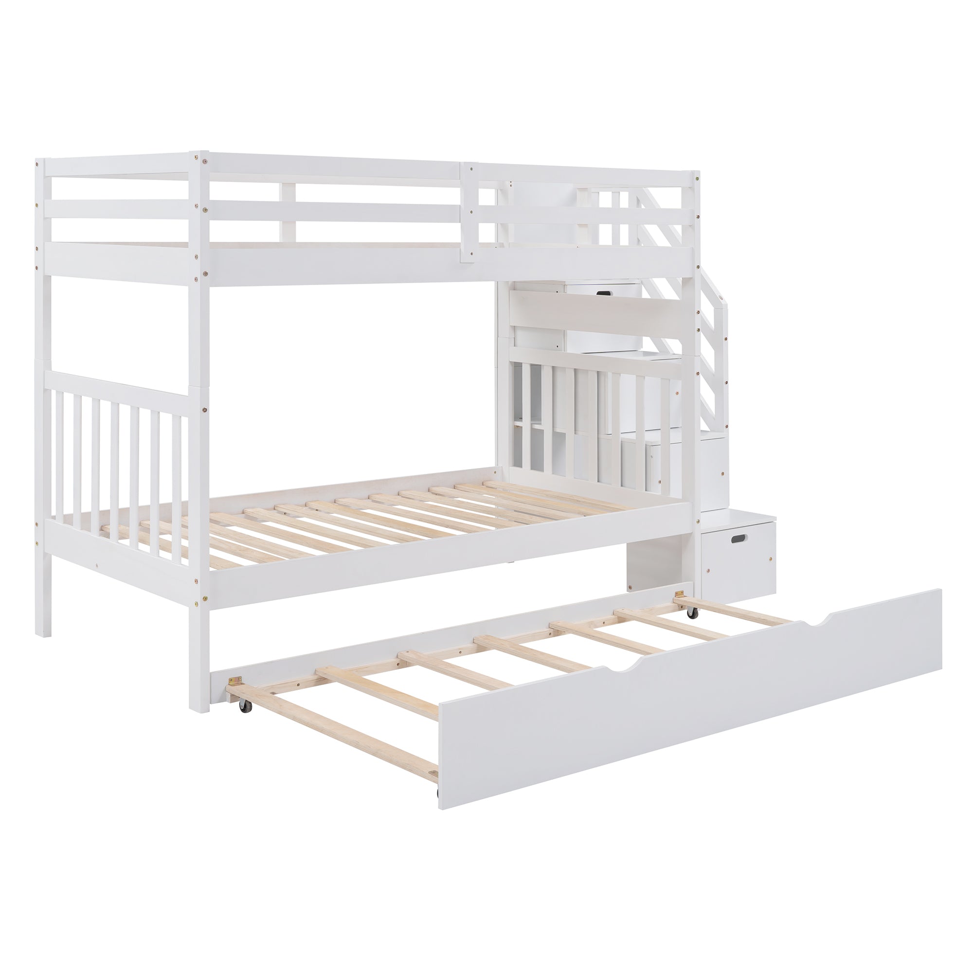 Twin over Twin/Full Bunk Bed with Twin Size Trundle (White)(OLD SKU :LP000025AAK) - Atlantic Fine Furniture Melbourne FL