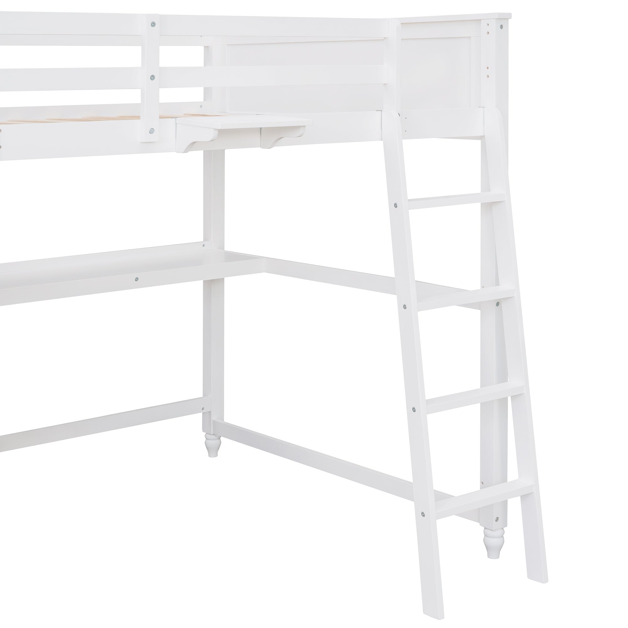 Full size Loft Bed with Drawers and Desk, Wooden Loft Bed with Shelves - White(OLD SKU:LT001529AAK) - Atlantic Fine Furniture Melbourne FL