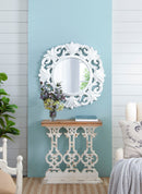 Classic Vintage Wash Console Table With Wood Top - Brown / Antique White