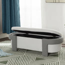 Large Versatile Storage Ottoman Bench: Spacious, Durable, Stylish - White / Light Gray