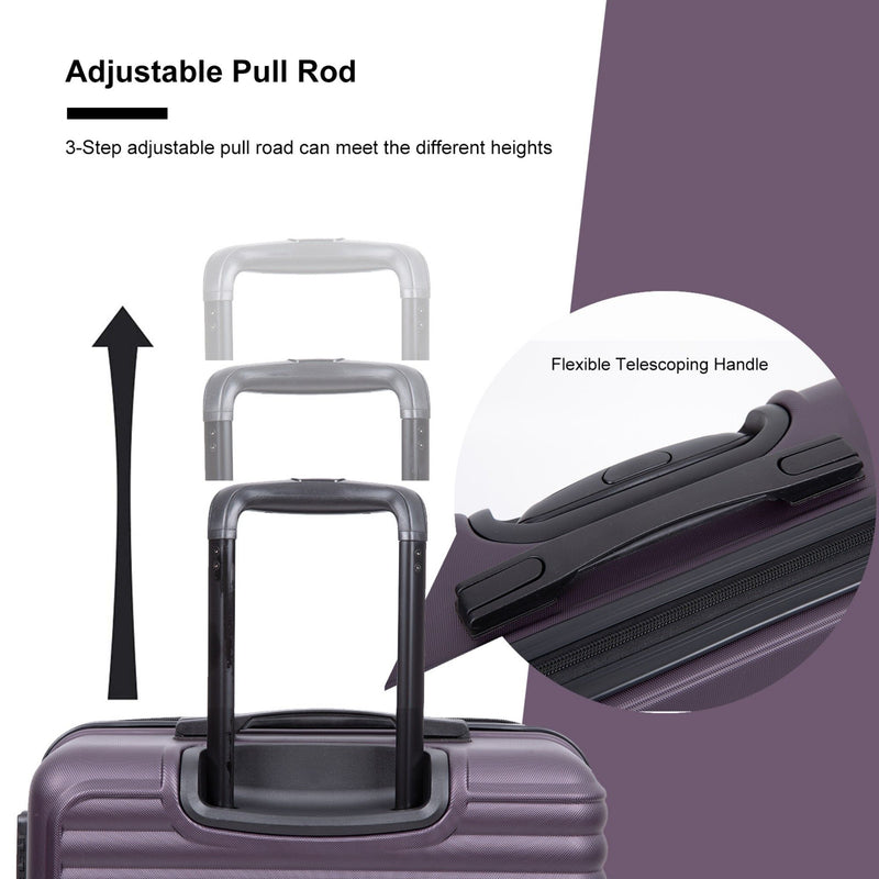 3 Piece Luggage Sets, Lightweight Suitcase With Two Hooks, Spinner Wheels, Tsa Lock