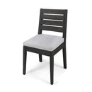 Patio Armless Dining Chair With Laid Back Slat Panel Design - Light Gray