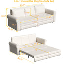 3 In 1 Convertible Sleeper Sofa With Nailhead Trim & Rolled Arm