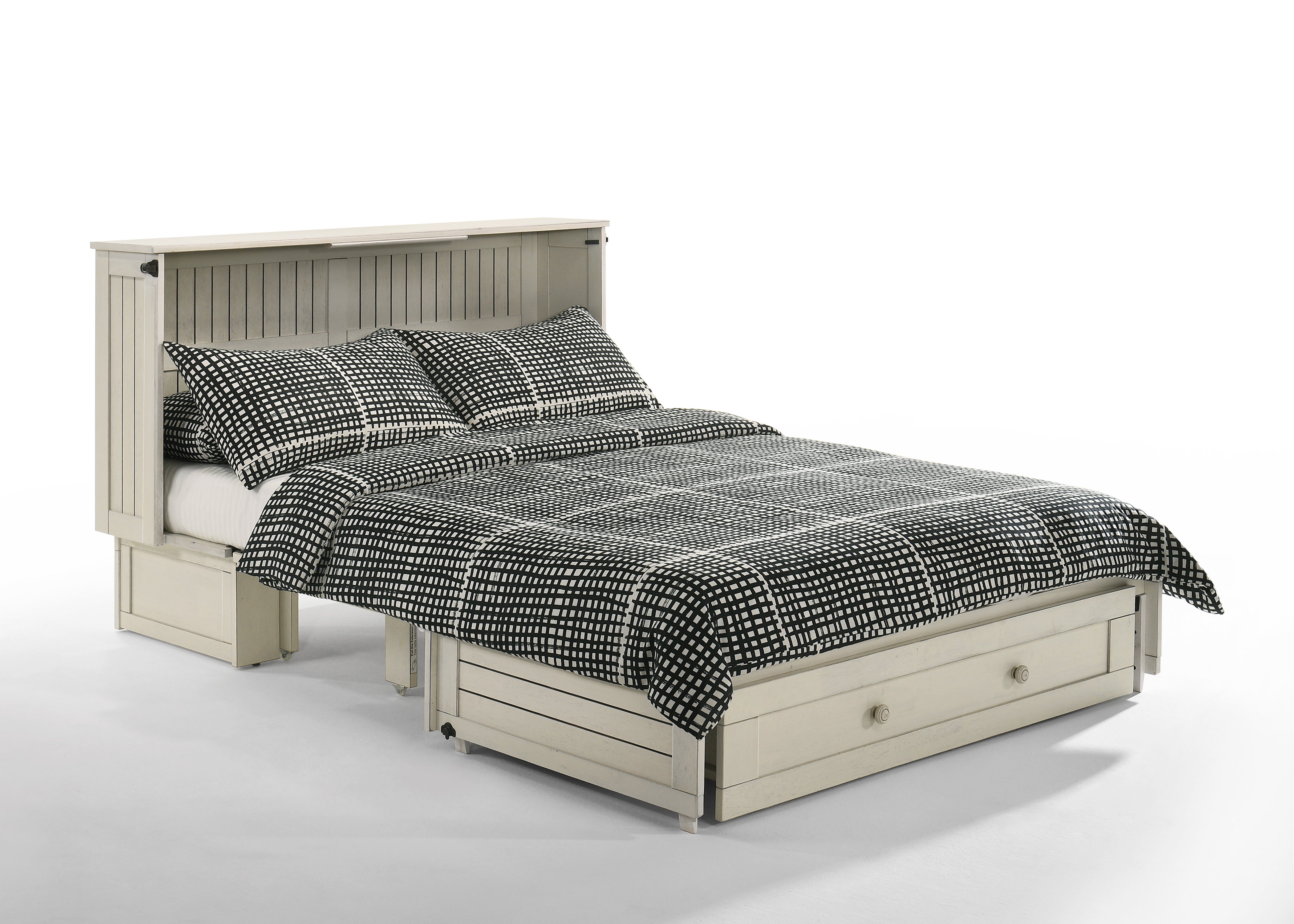 Camden Murphy Cabinet Bed in Vintage White, angle view | Atlantic Fine Furniture, Melbourne FL