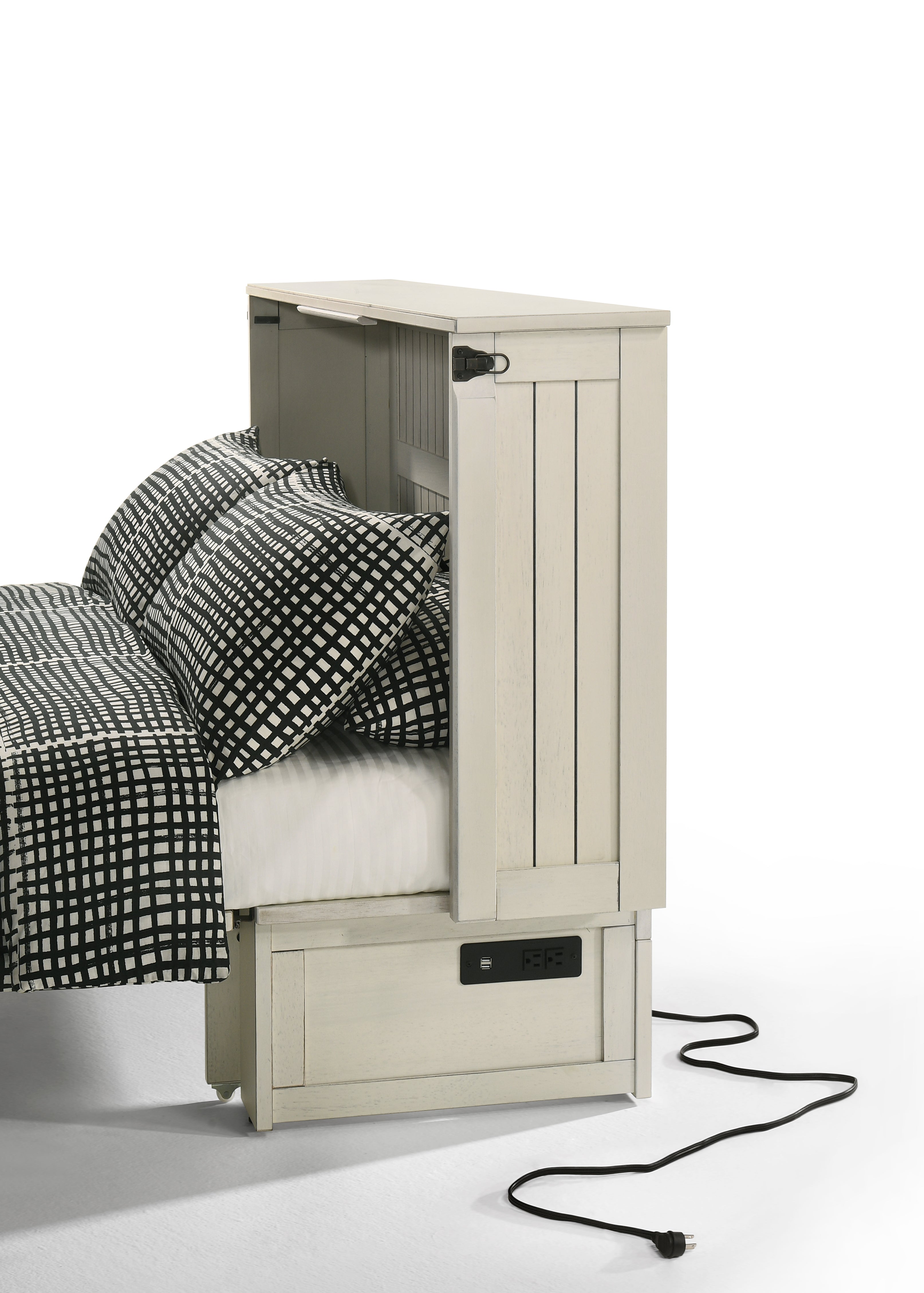 Camden Murphy Cabinet Bed in Vintage White, converted to queen bed | Atlantic Fine Furniture, Melbourne FL
