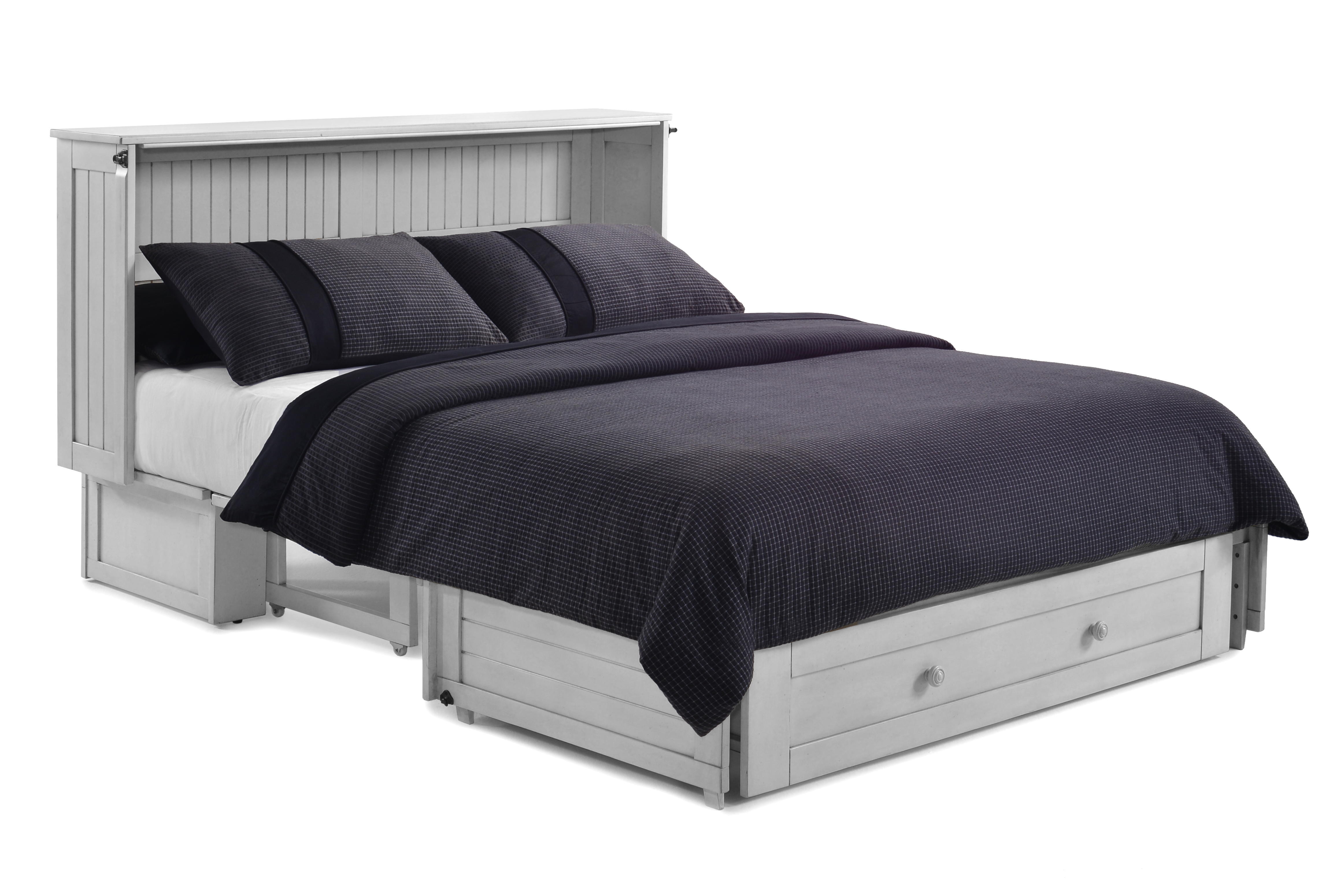 Camden Murphy Cabinet Bed in White, converted to queen bed | Atlantic Fine Furniture, Melbourne FL