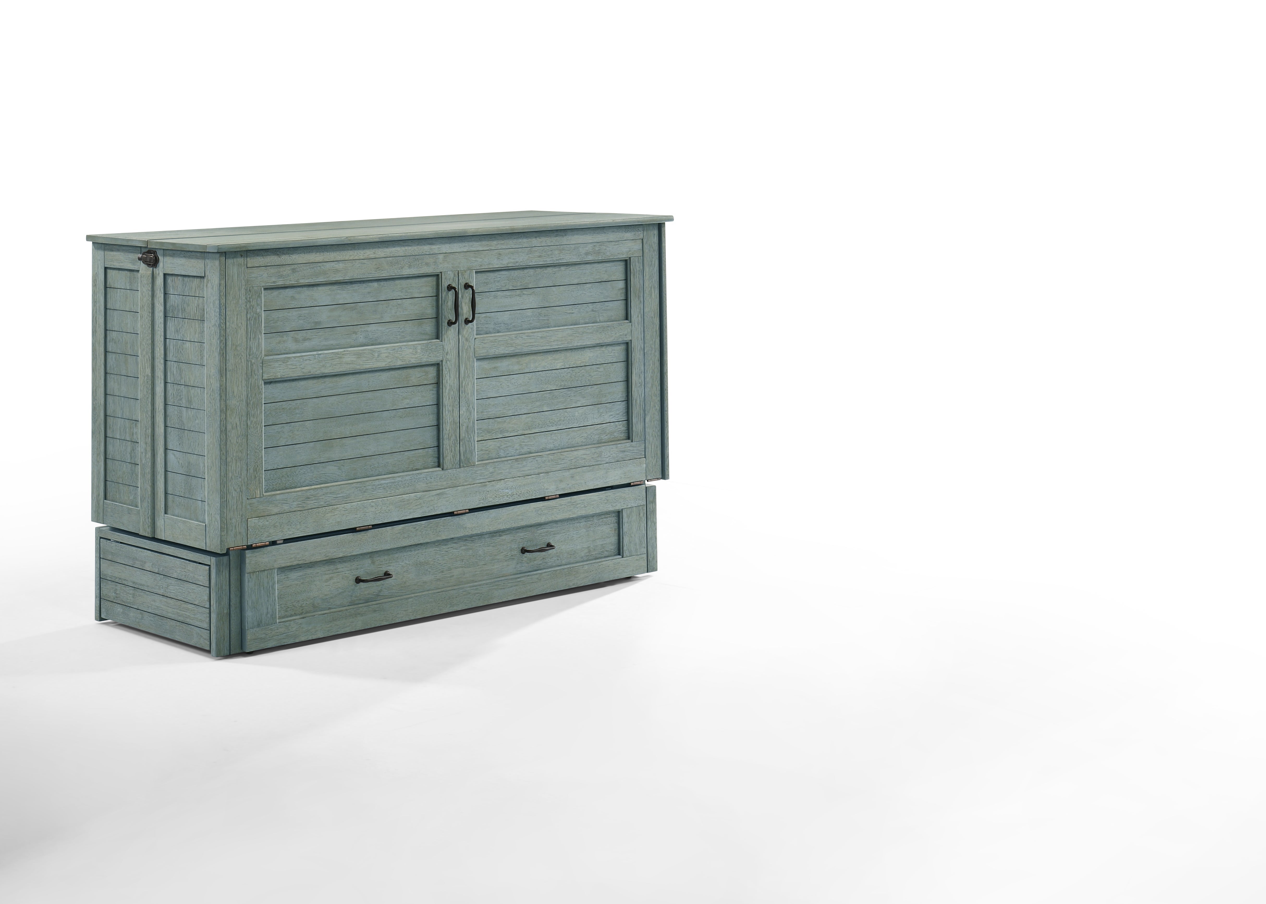 Cannes Murphy Cabinet Bed in Antique Blue, cabinet closed | Atlantic Fine Furniture, Melbourne FL