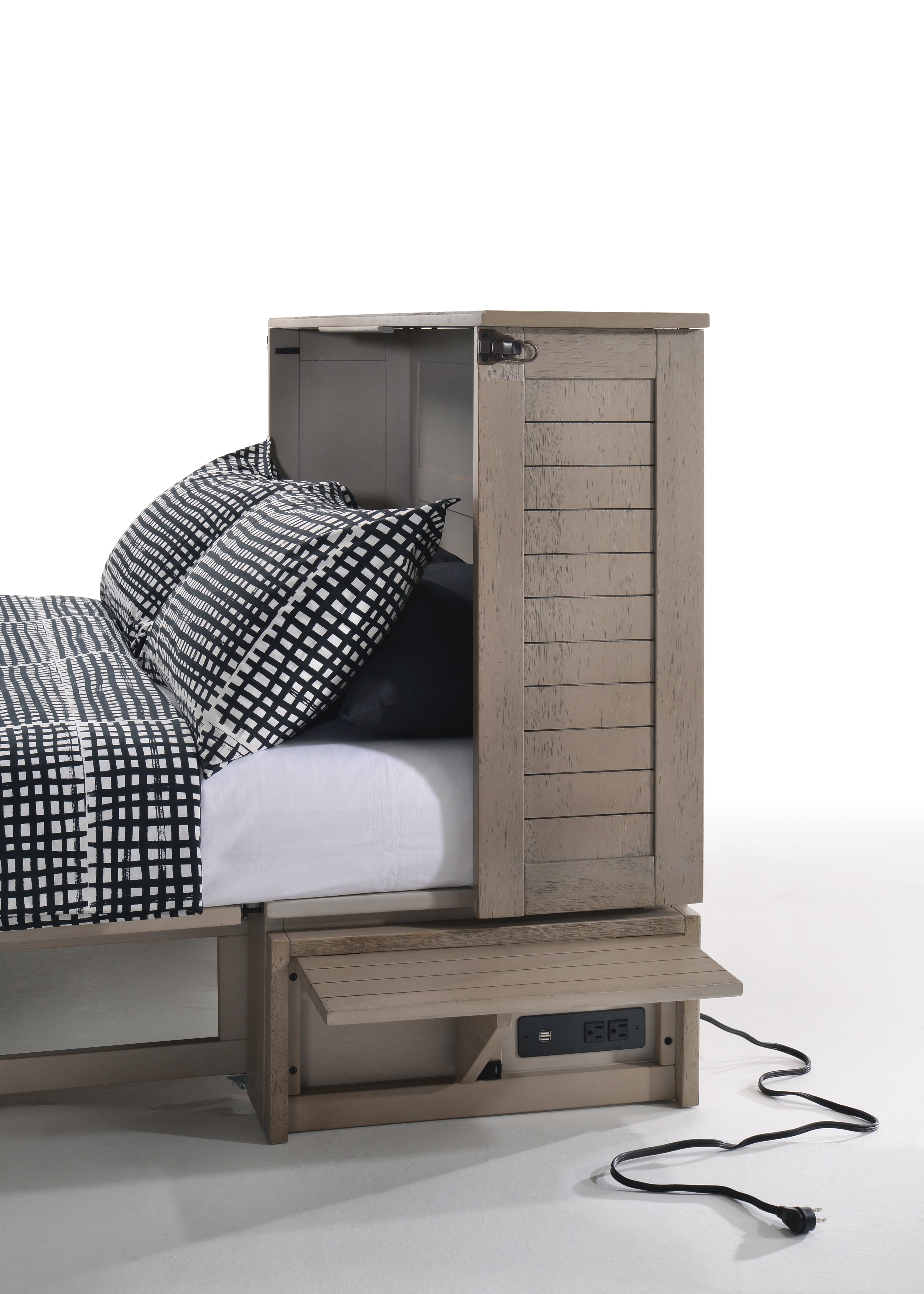 Cannes Murphy Cabinet Bed in Brushed Driftwood, side view | Atlantic Fine Furniture, Melbourne FL