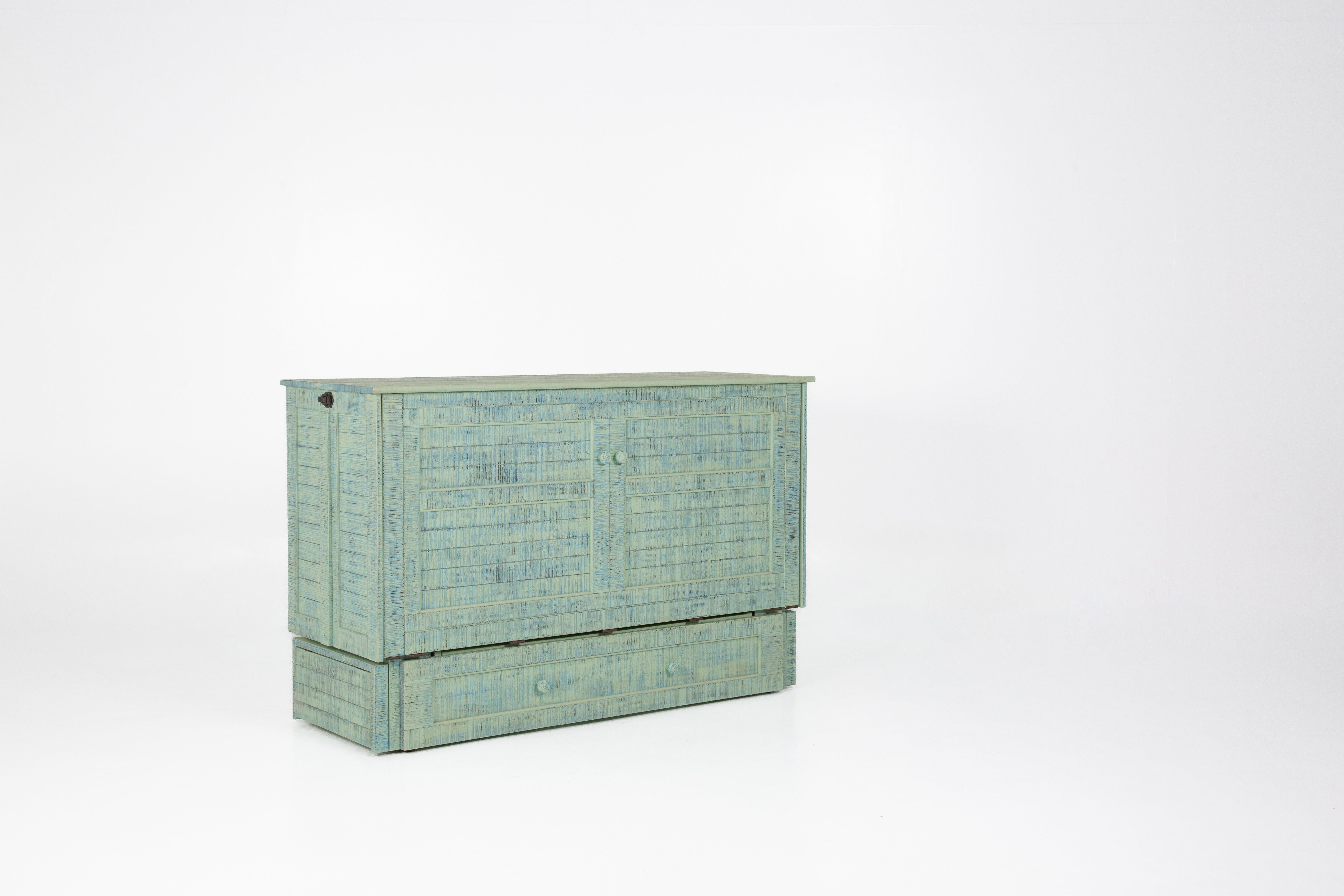Cannes Murphy Cabinet Bed in Seafoam, closed angle view | Atlantic Fine Furniture, Melbourne FL