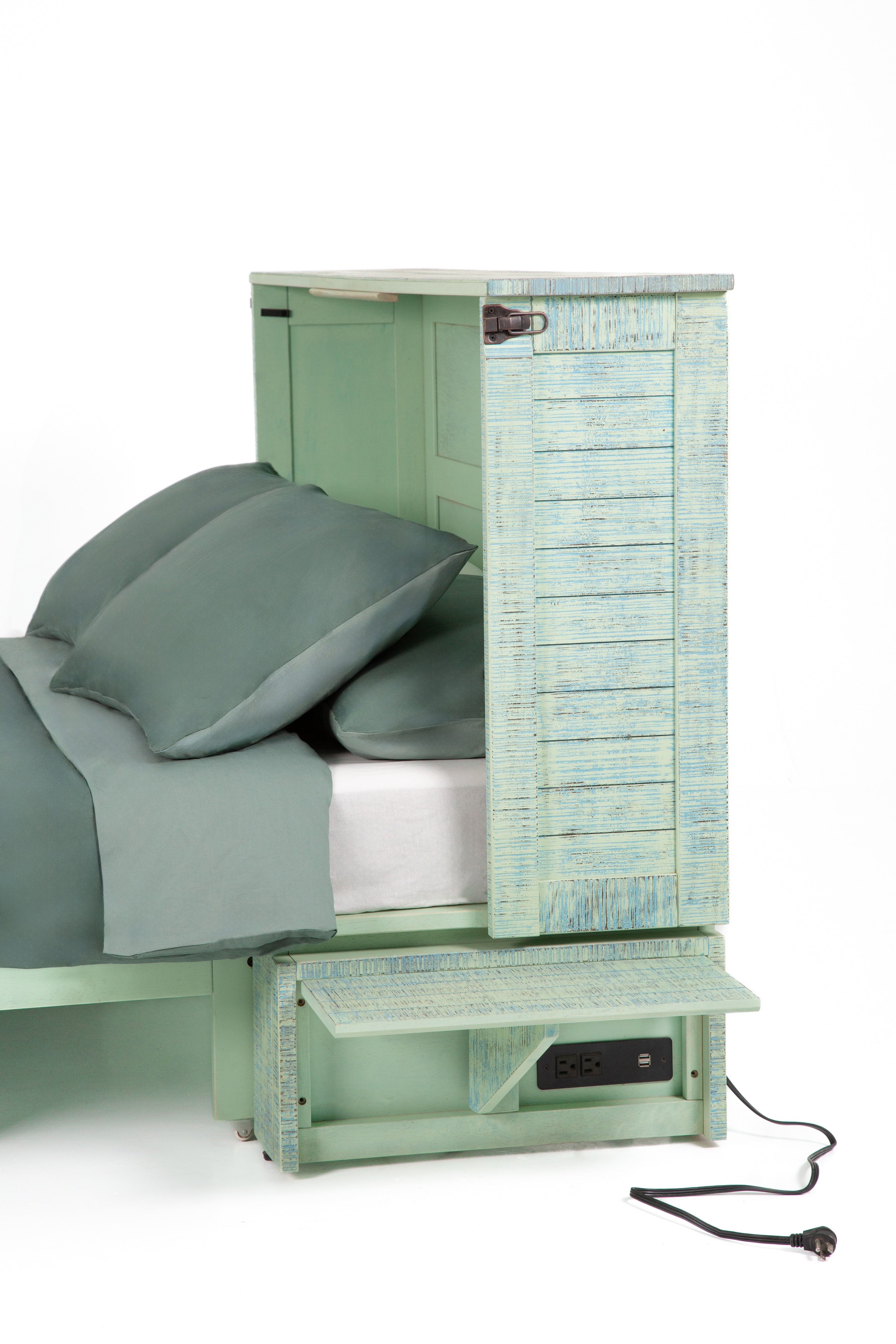 Cannes Murphy Cabinet Bed in Seafoam, side view | Atlantic Fine Furniture, Melbourne FL
