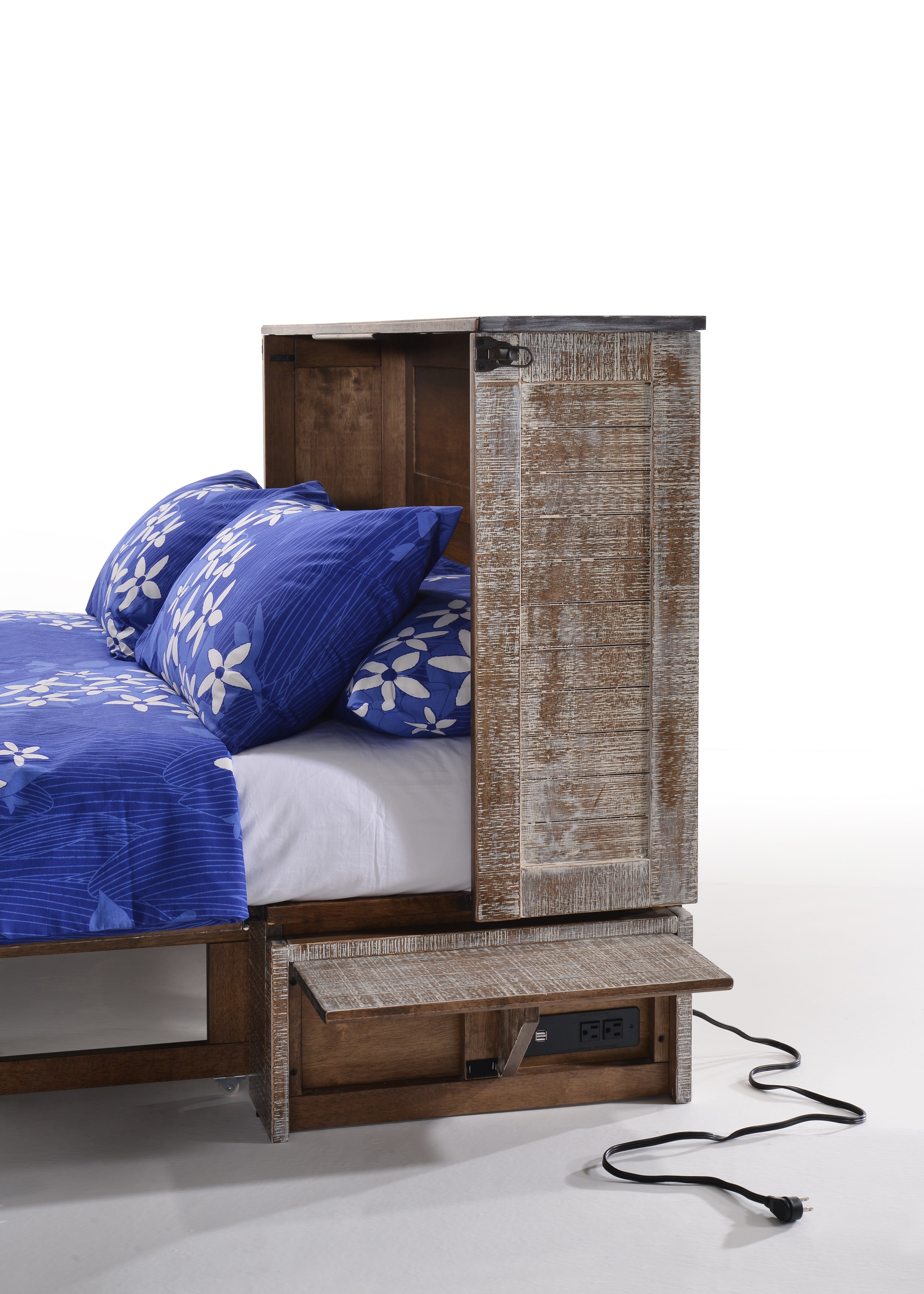 Cannes Murphy Cabinet Bed in White Bark, side view | Atlantic Fine Furniture, Melbourne FL
