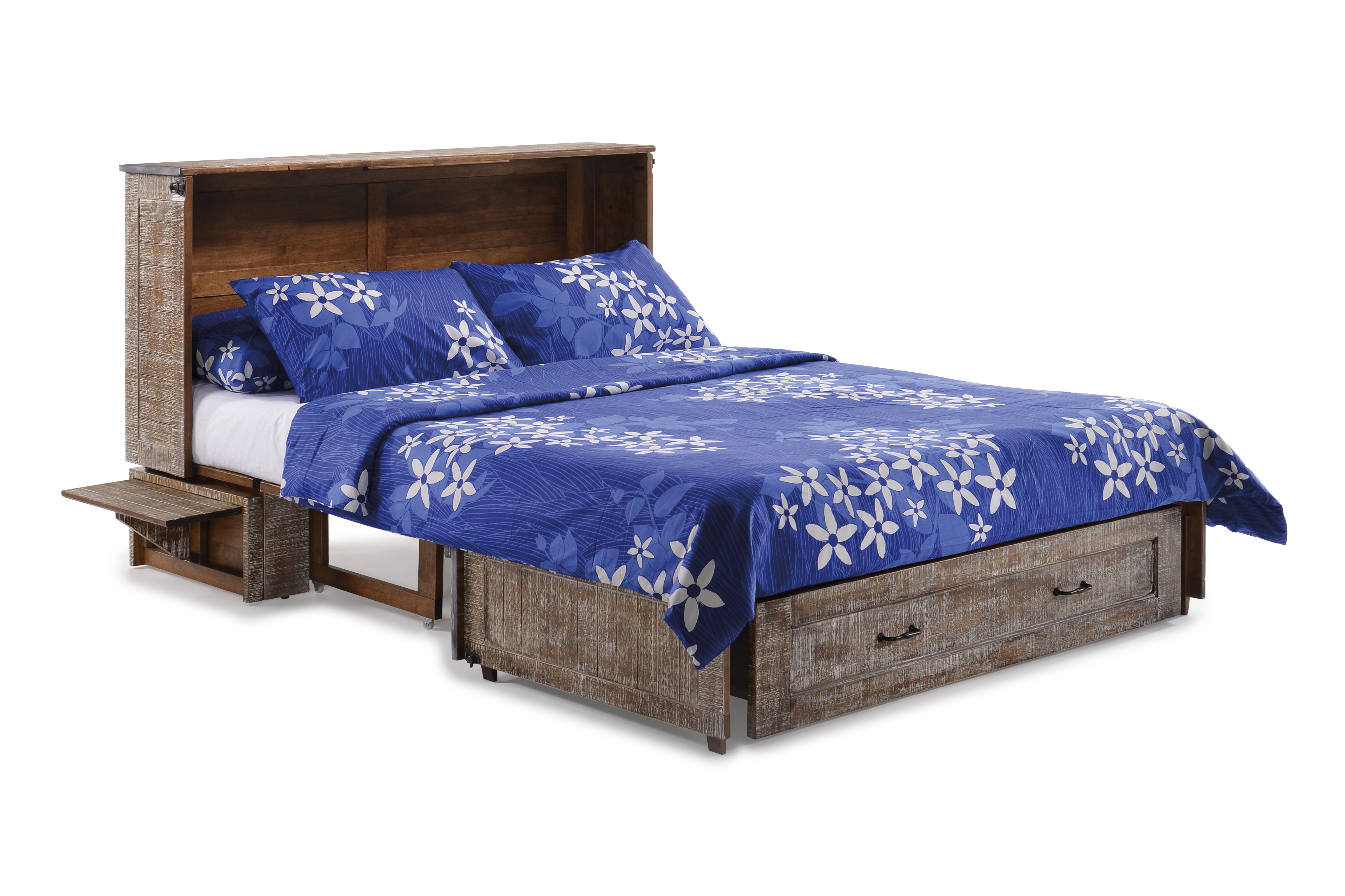 Cannes Murphy Cabinet Bed in White Bark, converted to queen bed | Atlantic Fine Furniture, Melbourne FL