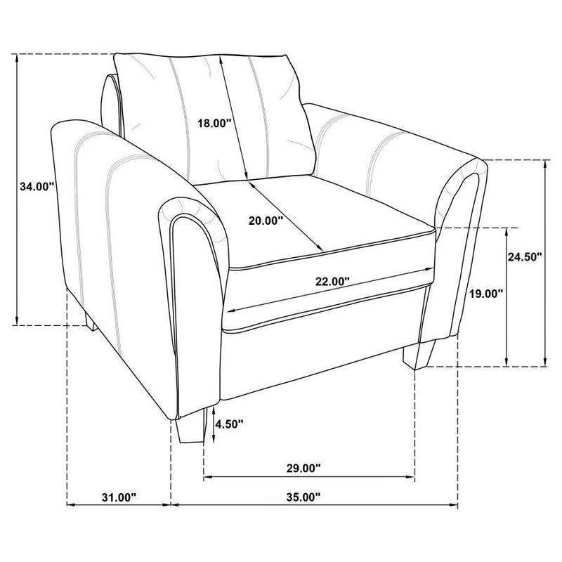 Davis - Upholstered Rolled Arm Accent Chair - Gray
