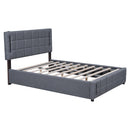 Queen Size Upholstered Bed with Hydraulic Storage System and LED Light, Gray