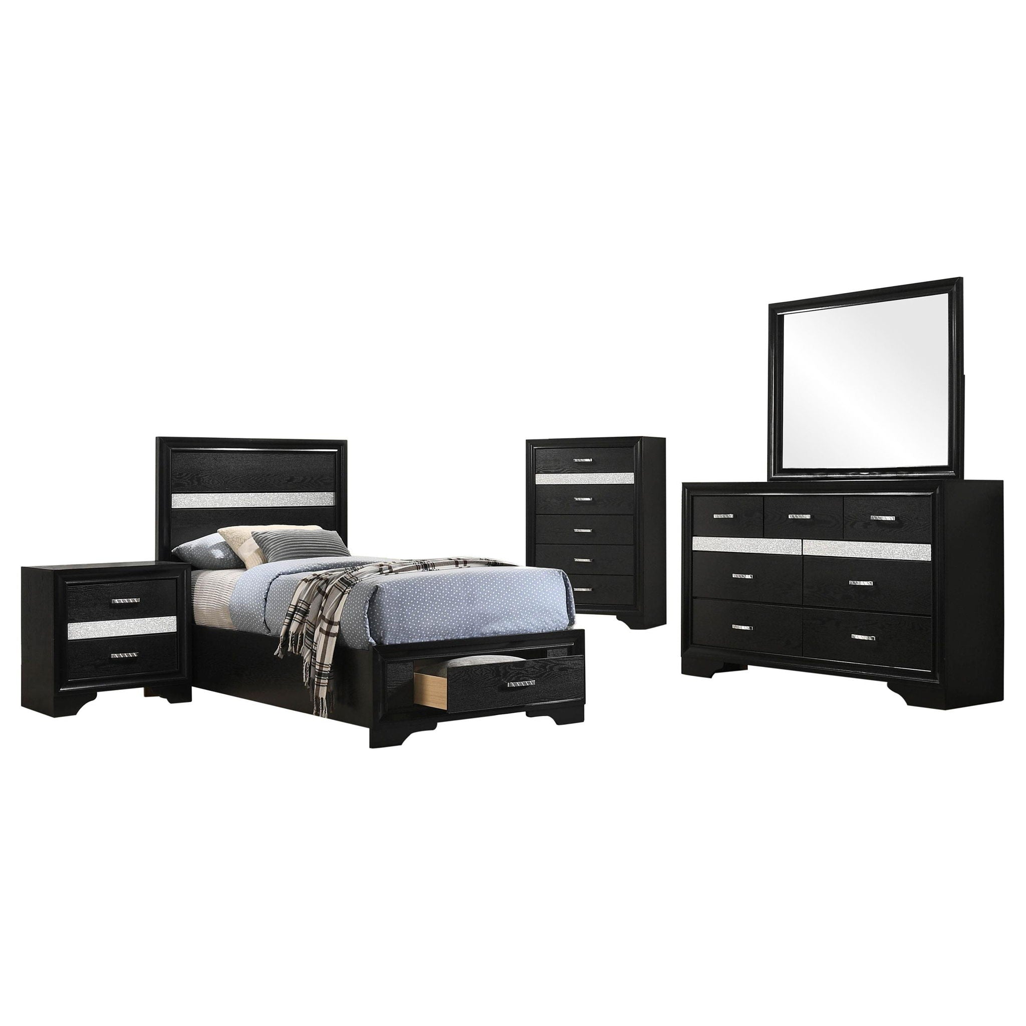 Miranda 5-piece Twin Bedroom Set Black