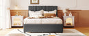 Upholstered Platform Bed With Drawers, Classic Headboard Design