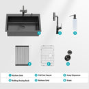 Drop-In Stainless Steel Kitchen Sink With Pull-Out Faucet And Soap Dispenser